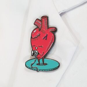 Heart auscultating itself enamel pin