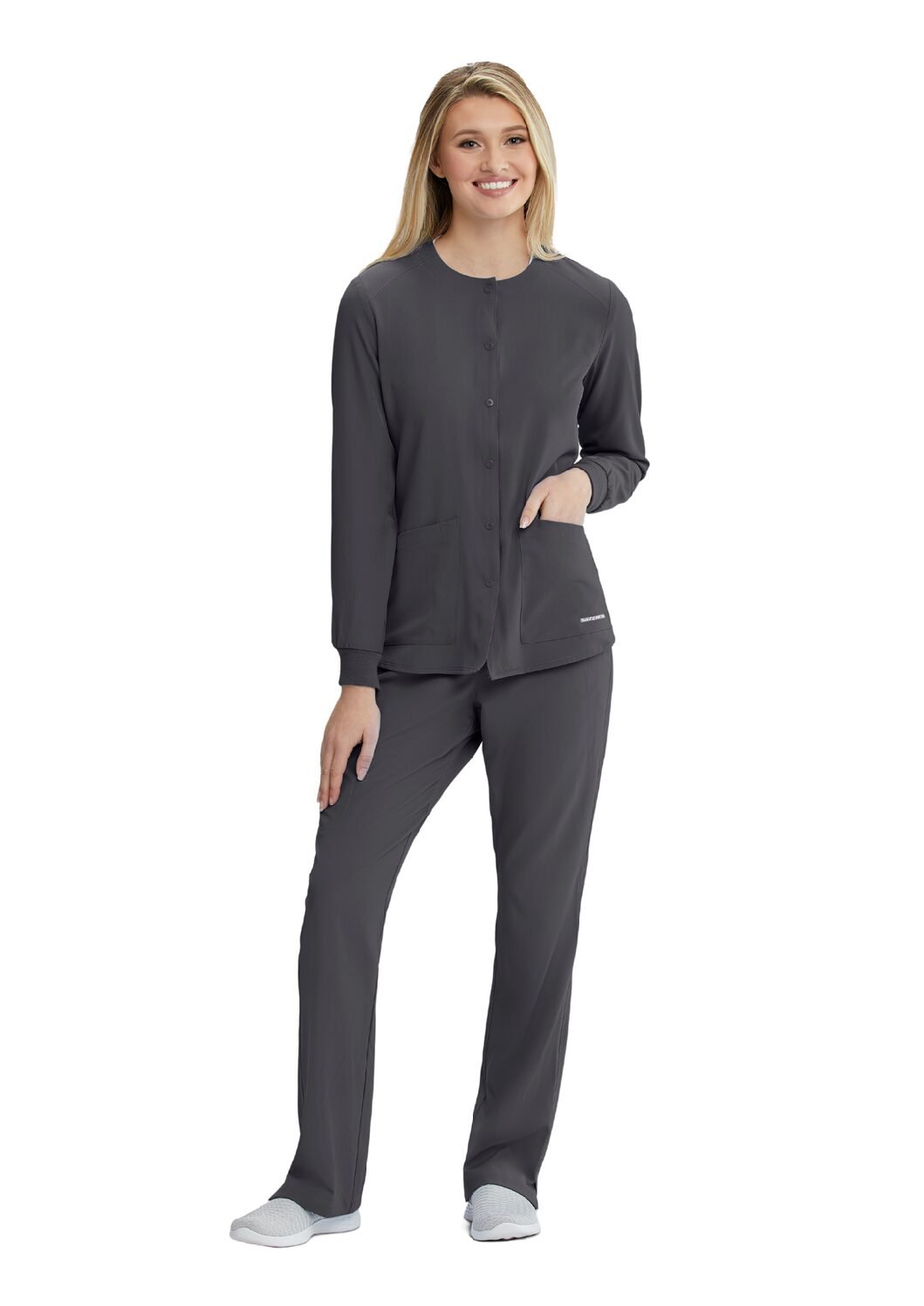 Skechers women long sleeve scrub set - Pewter, Small (S)