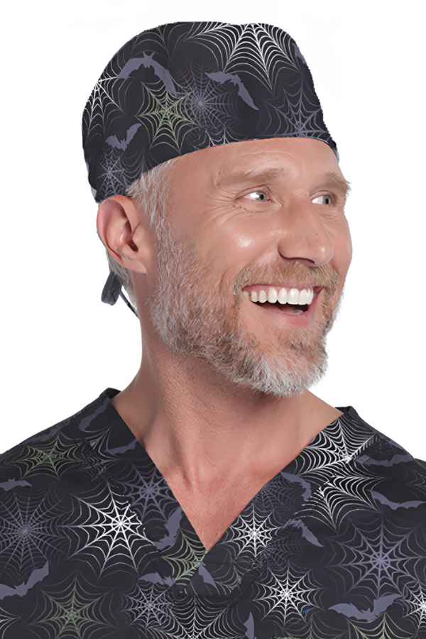 Unisex Print Scrub Hat in Night Webs