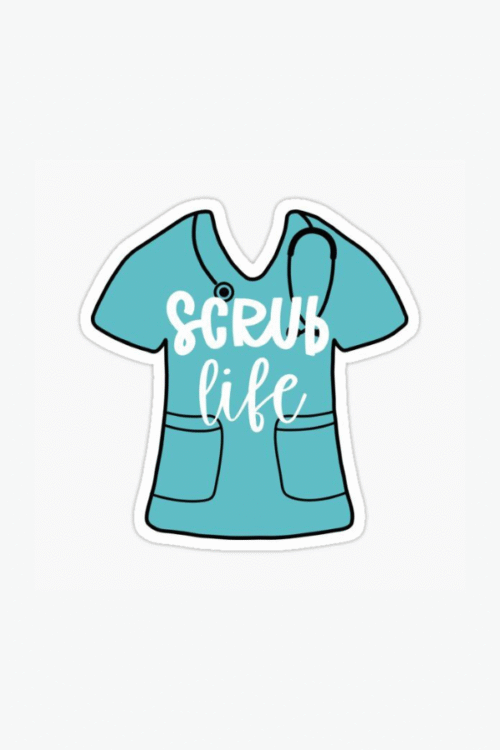 Blue scrub life pin